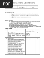 Electrical Machines and Instruments: Course Objectives