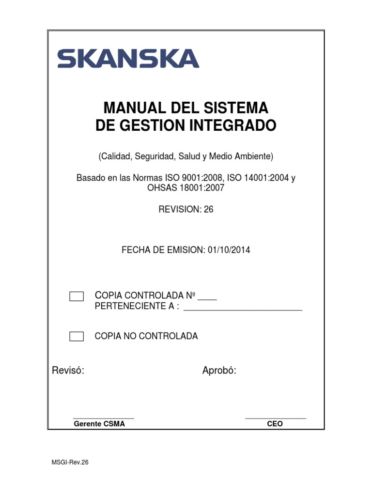 MSGI Rev 26 PDF | PDF | Calidad (comercial) | Planificación