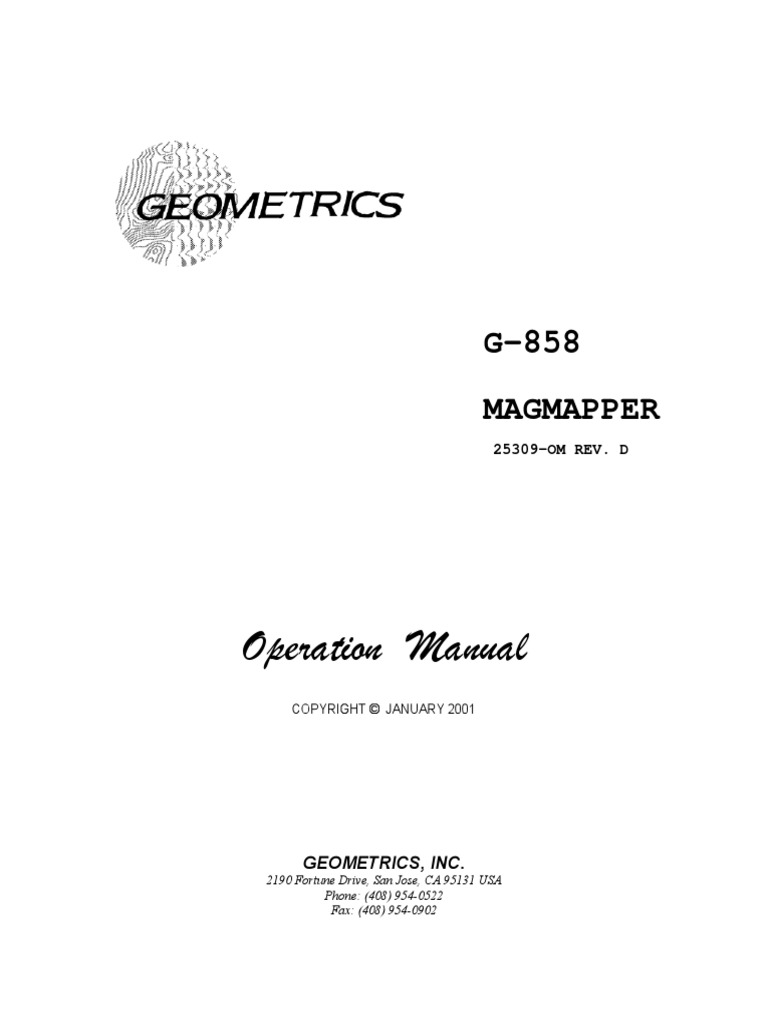 Operation Manual: G-858 Magmapper | PDF | Menu (Computing) | Magnetometer