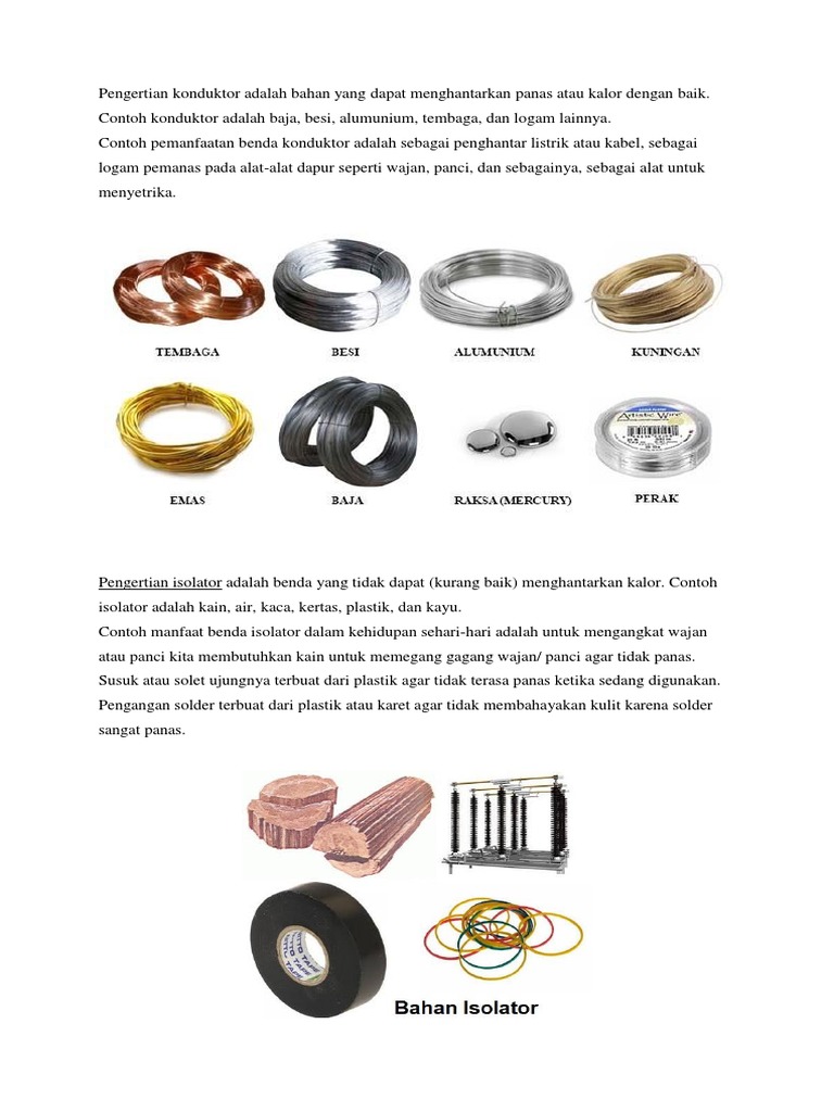 Pengertian Konduktor Adalah Bahan Yang Dapat Menghantarkan Panas Atau