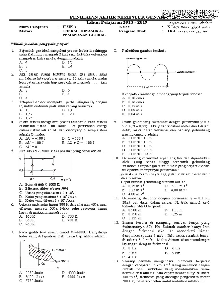 Soal Pat Fisika Xi