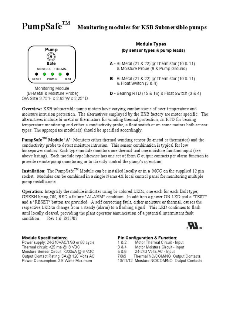 Pumpsafe KSB.pdf | Relay | Switch