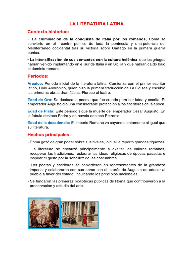 Historia y etapas de la literatura latina | PDF