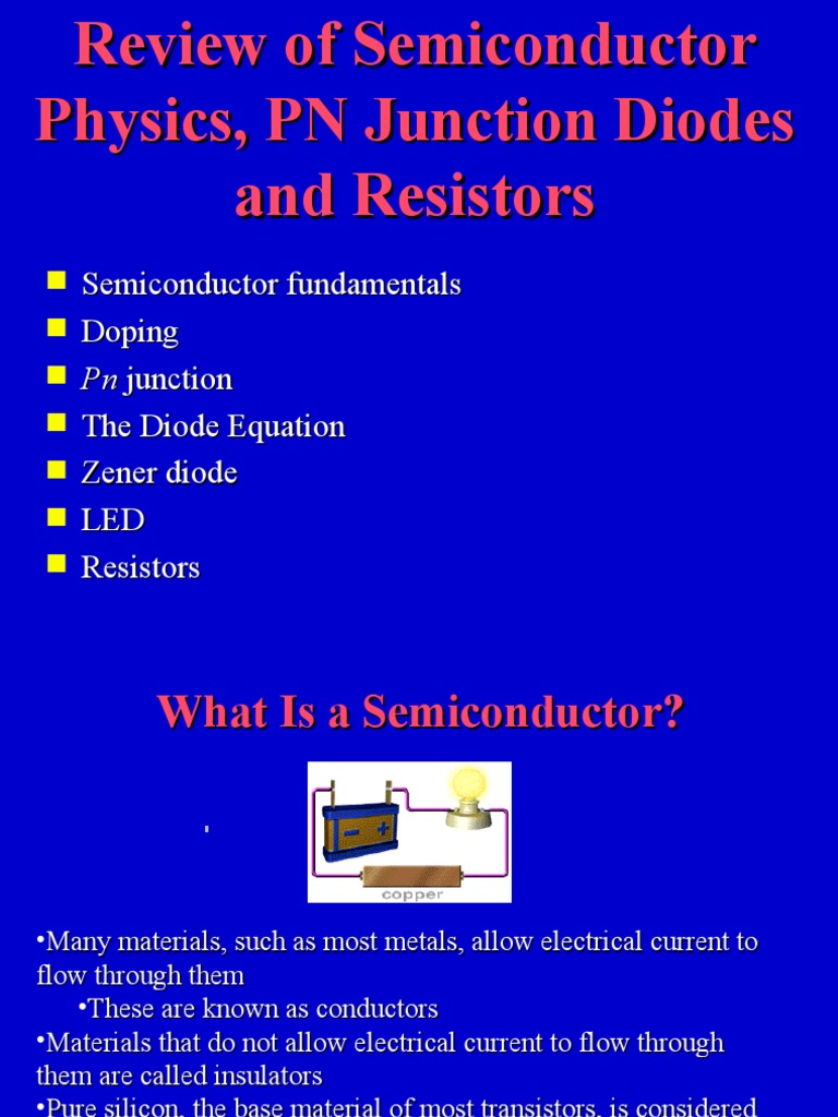 Semiconductor Fundamentals Doping Junction The Diode Equation Zener