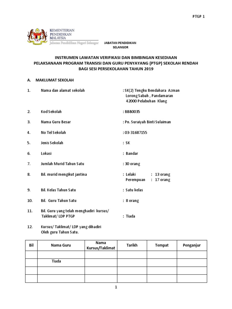 Verifikasi Program Transisi 2019 Sekolah | PDF