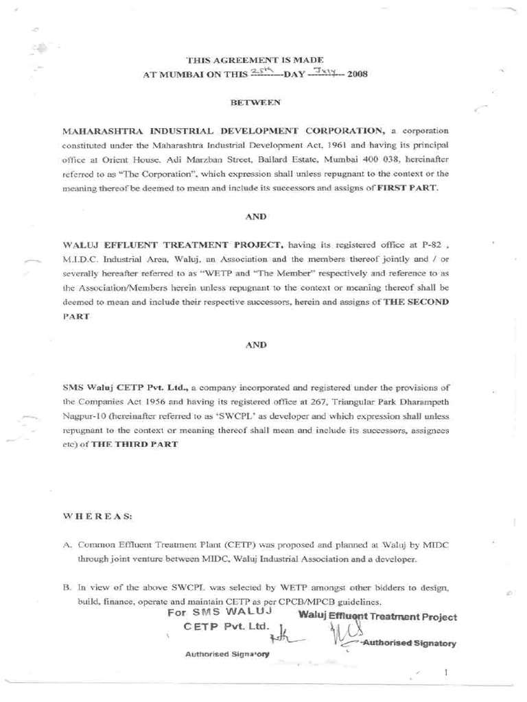 MIDC TRI Party Agreement PDF