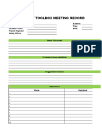 Daily construction toolbox meeting record template
