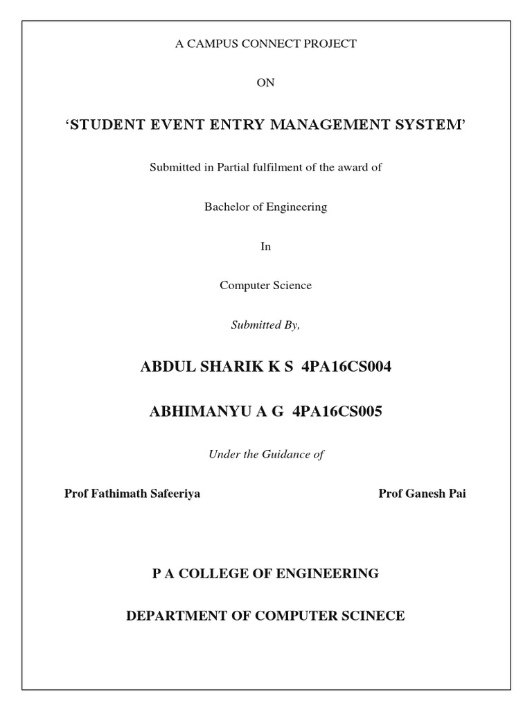 Campus Connect: Event Entry System | PDF