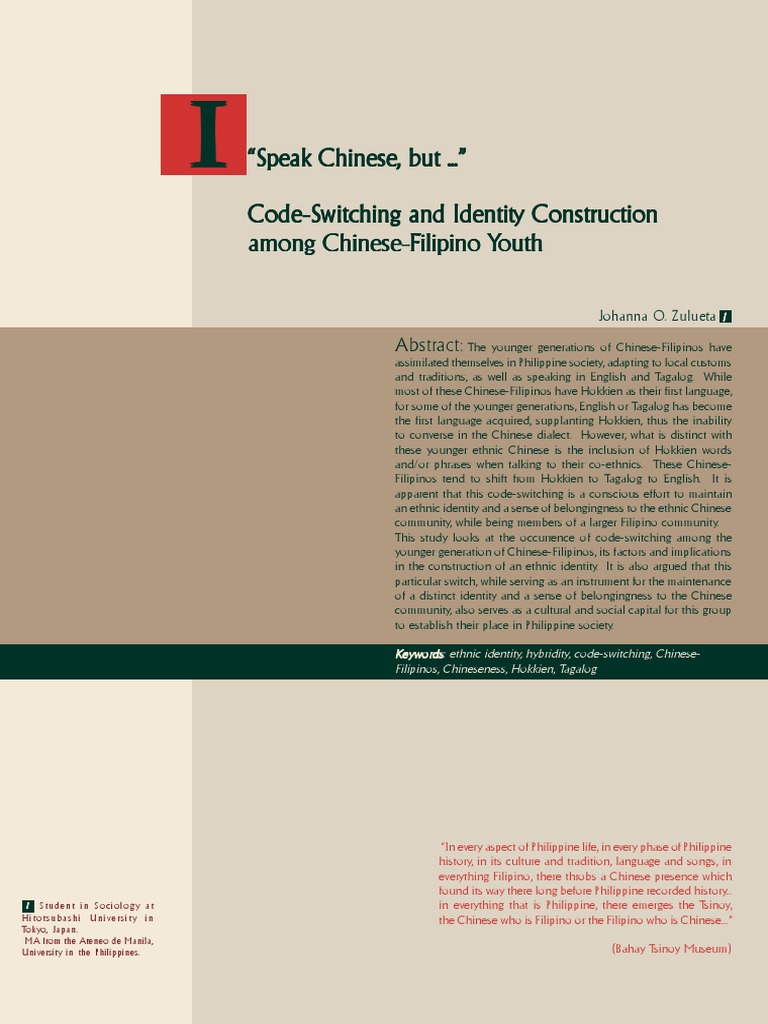 Code-Switching Among Chinese-Filipinos | PDF | Tagalog Language ...