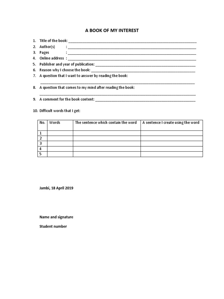 Reading Report Template for Students | PDF | Social Science