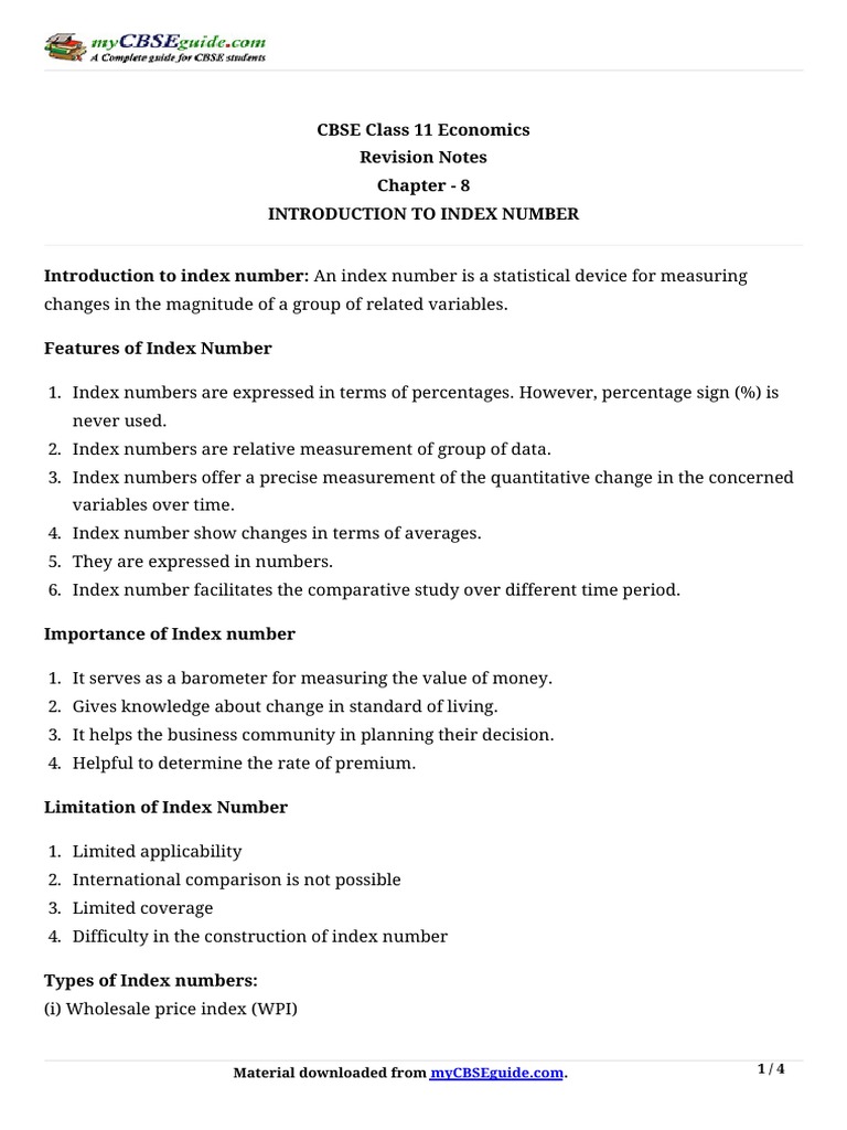 Introduction to Index Numbers in Economics | PDF | Index (Economics ...