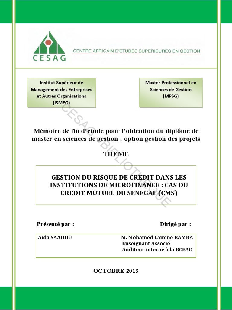 Cesag Bibliotheque La Microfinance Microcredit