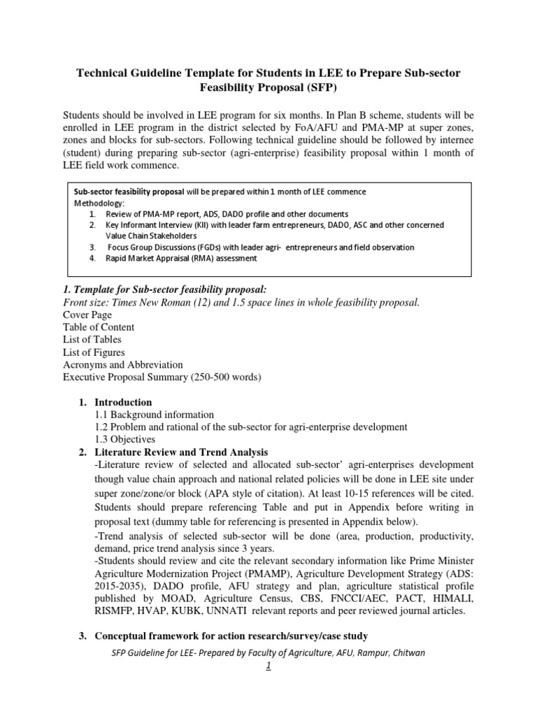 SFP Guidelines for Sub-sector Feasibility | PDF | Case Study | Data ...
