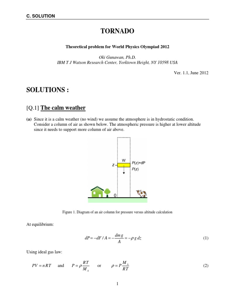 Theoretical 3 Tornado Solution Pdf Tornadoes Boundary Layer