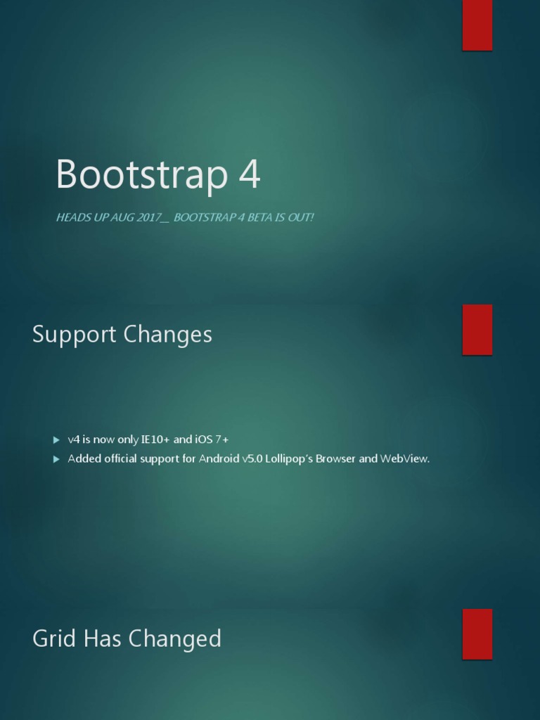 Bootstrap 4: Heads Up Aug 2017 - Bootstrap 4 Beta Is Out! | PDF | Html ...
