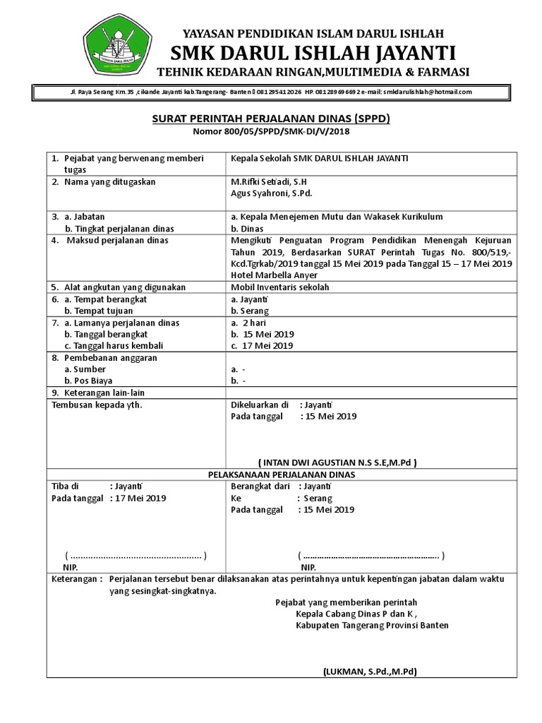 Contoh Sppd