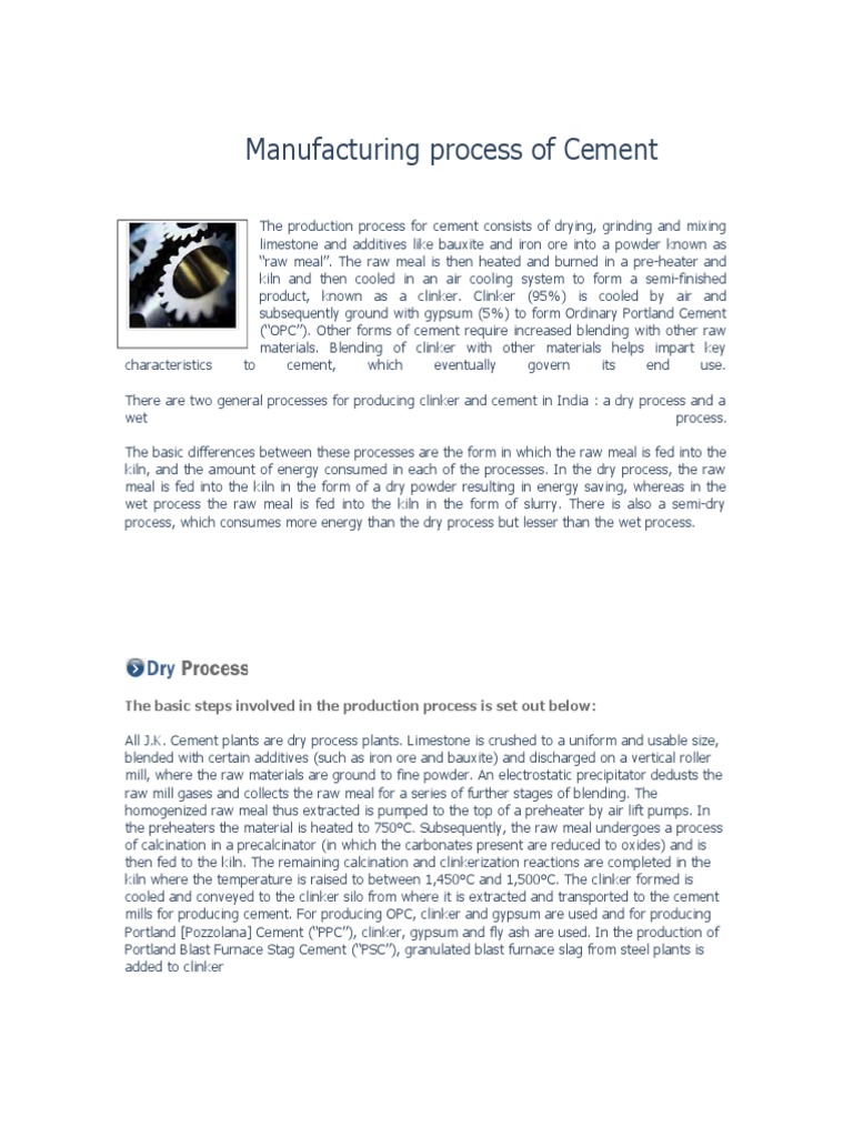Manufacturing Process of Cement | PDF | Cement | Procedural Knowledge
