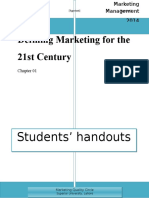 Defining Marketing For The 21st Century: Students' Handouts