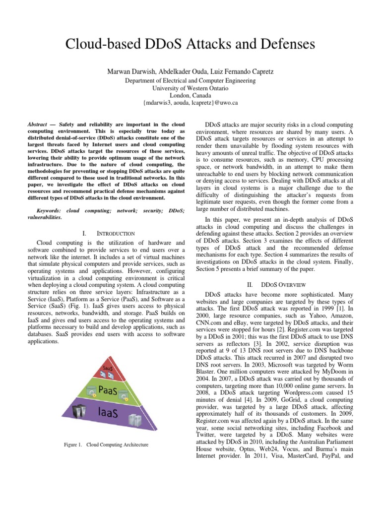 DDoS Attacks in Cloud Computing: Analysis and Defense | PDF | Denial Of ...