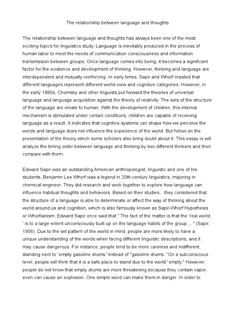 Linguistics: Language vs. Thought | PDF | Linguistics | Language ...