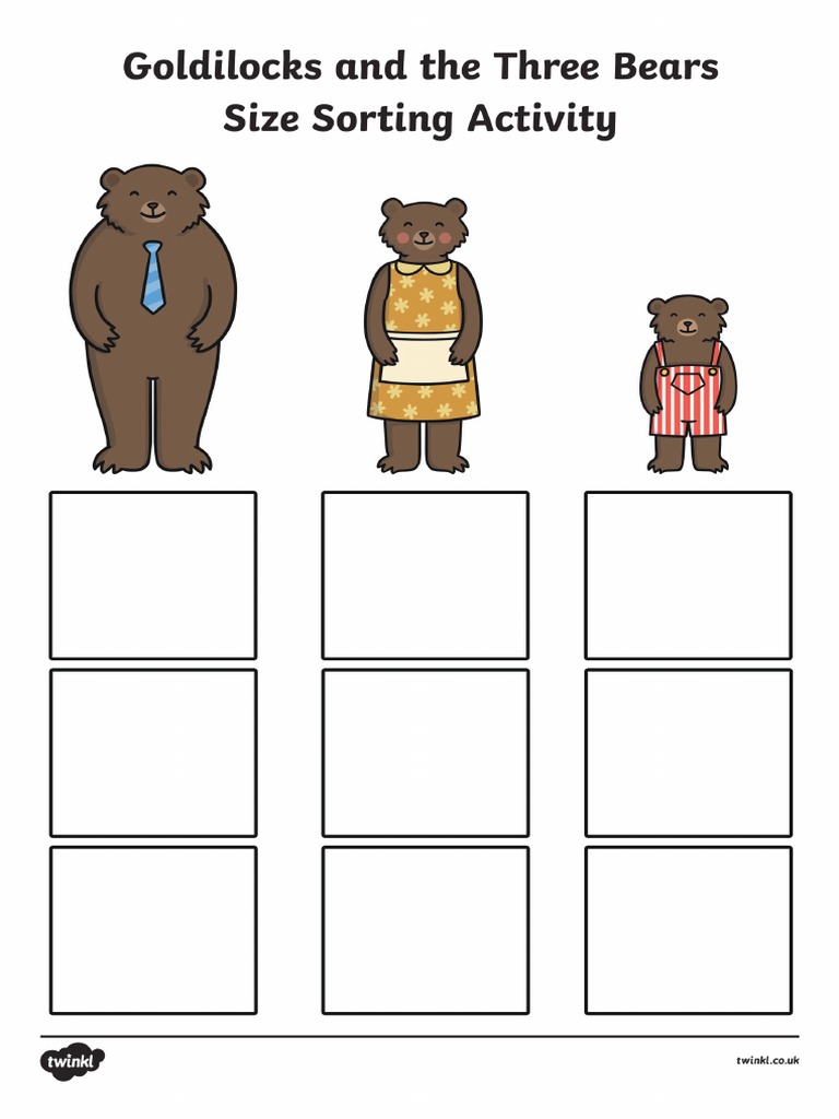 Free Printable Goldilocks And The Three Bears Activities