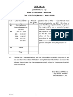 Form of Utilization Certificate Year - 2017-18 (As On 31 March 2018)