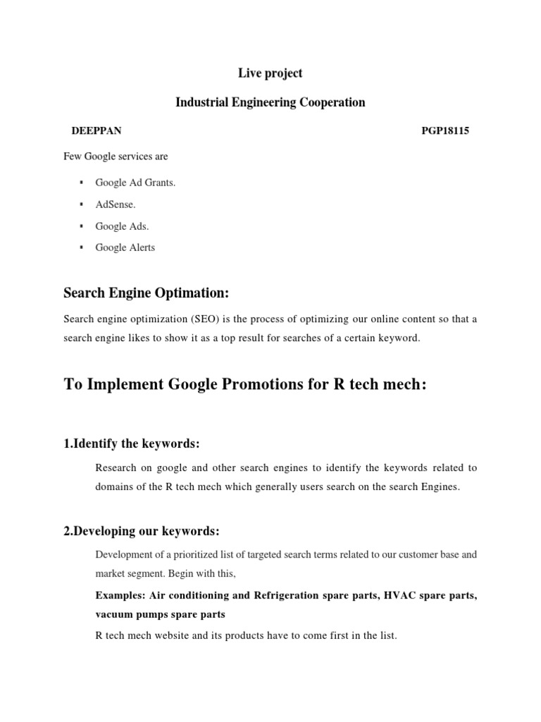 SEO Strategies for R Tech Mech | PDF | Ad Sense | Search Engine ...