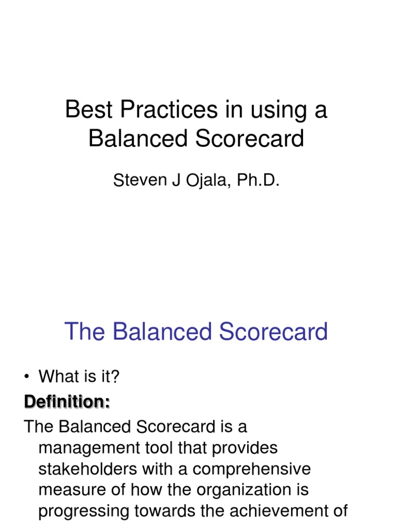 Balanced Scorecard Best Practices Guide | PDF | Strategic Management ...
