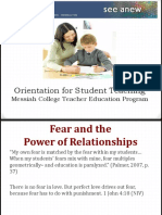 Orientation For Student Teaching: Messiah College Teacher Education Program