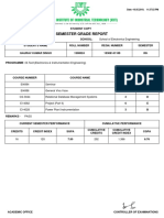 Semester Grade Report: School of Electronics Engineering