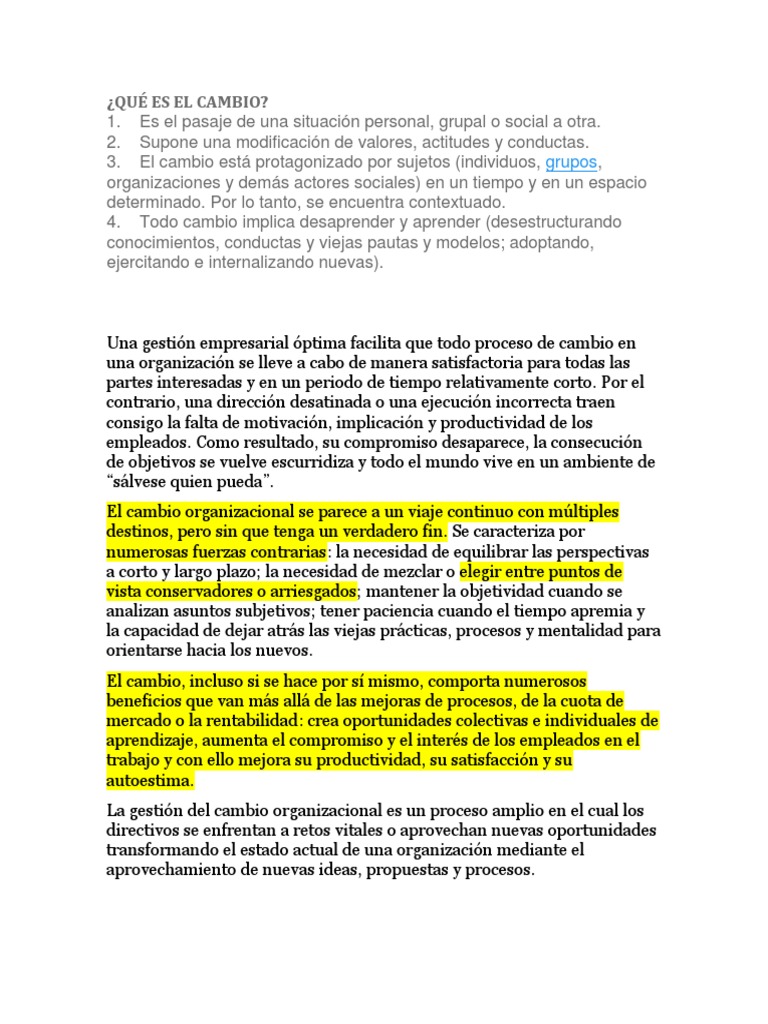 Gestión del Cambio Organizacional | PDF | Innovación | Aprendizaje