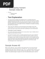 Embrassing Moment Sample Notes #2: Text Explanation