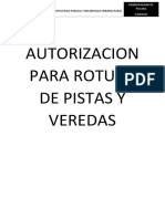 Autorizacion para Rotura de Pistas y Veredas