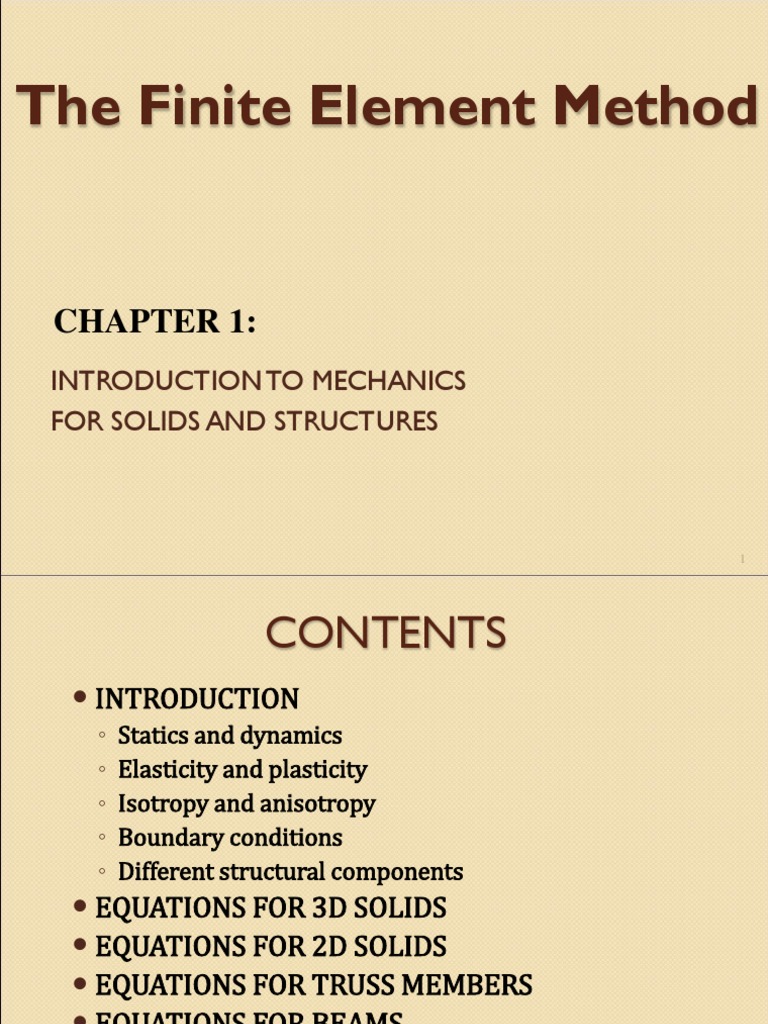 The Finite Element Method: Introduction To Mechanics For Solids and ...