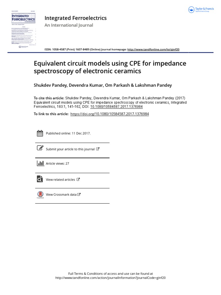 Equivalent Circuit Models Using CPE For Impedance | PDF | Electrical ...