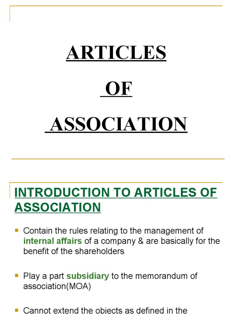 Articles OF Association | PDF | Articles Of Association | Justice