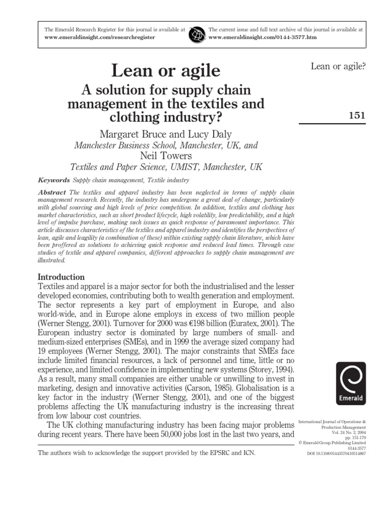 Agile Supply Chain in Fashion Industry | PDF | Lean Manufacturing ...
