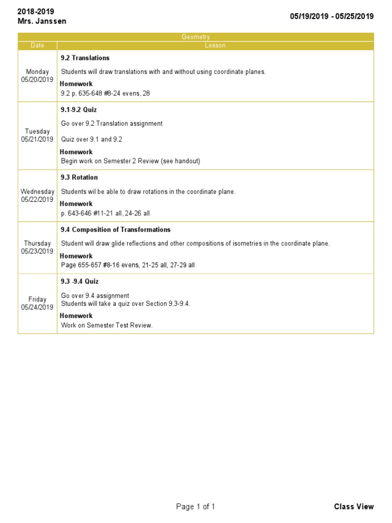 Geometry Transformations Lesson Plan | PDF
