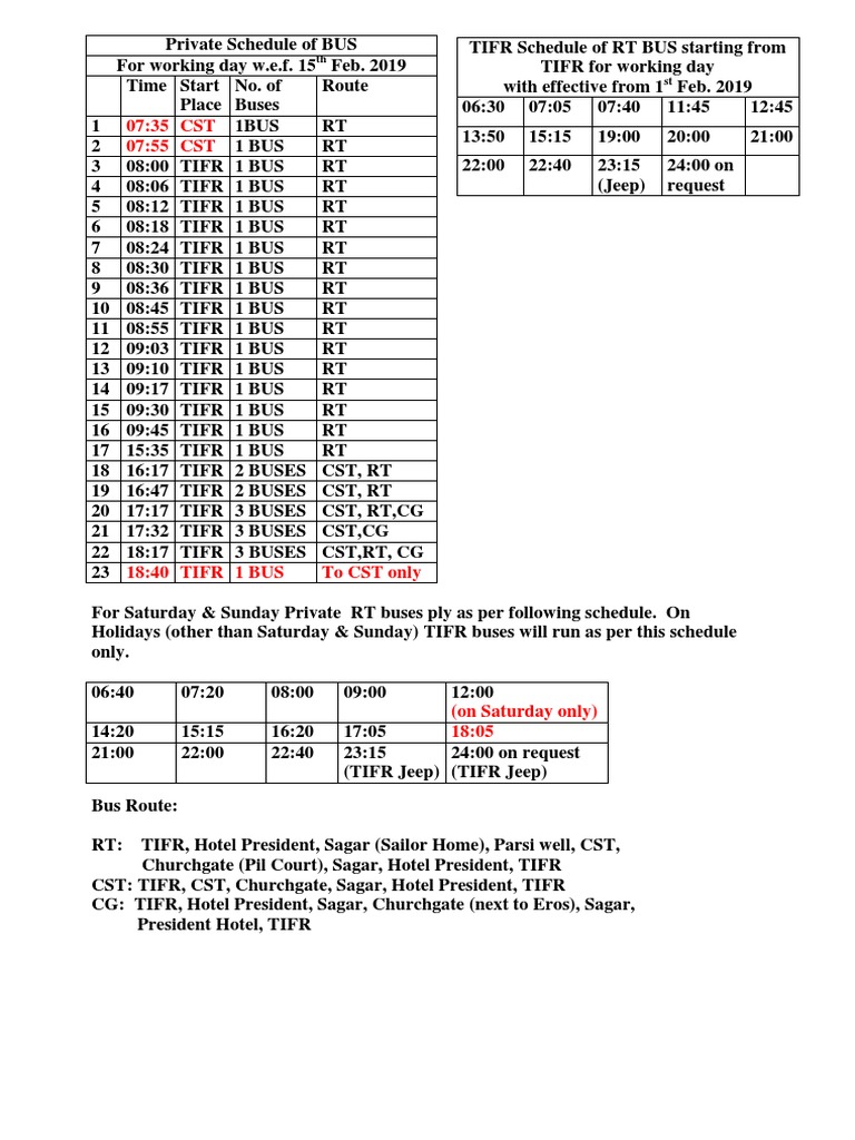 TFC Bus Schedule PDF