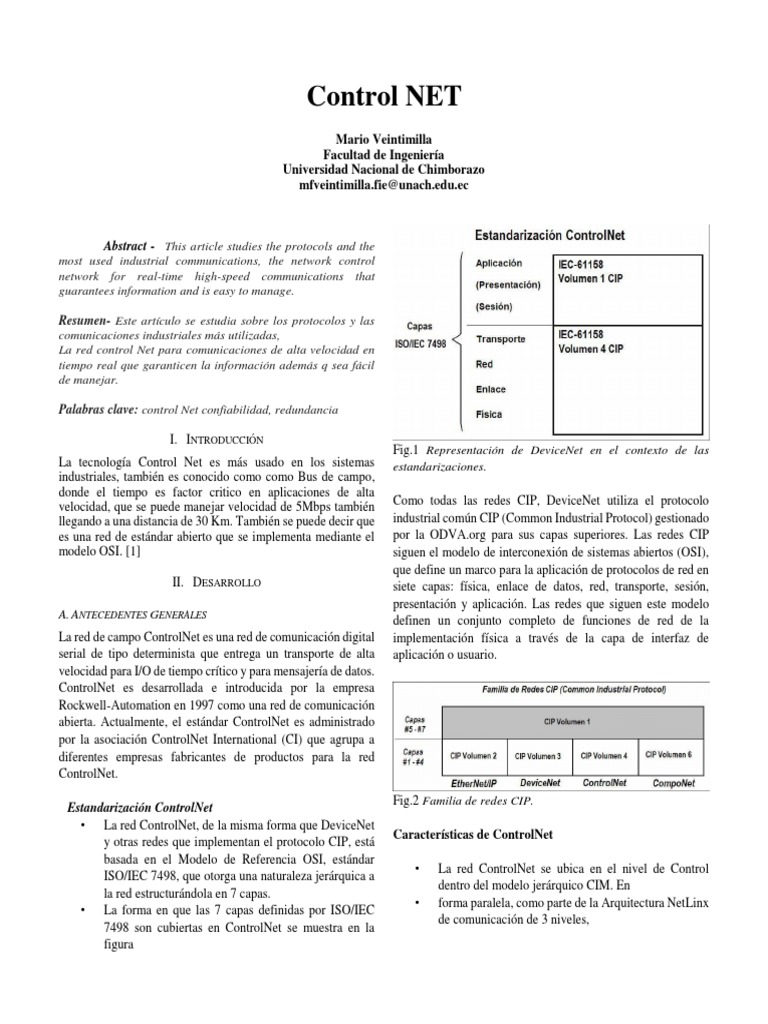 Redes Industriales: ControlNet | PDF | Modelo osi | Red de computadoras