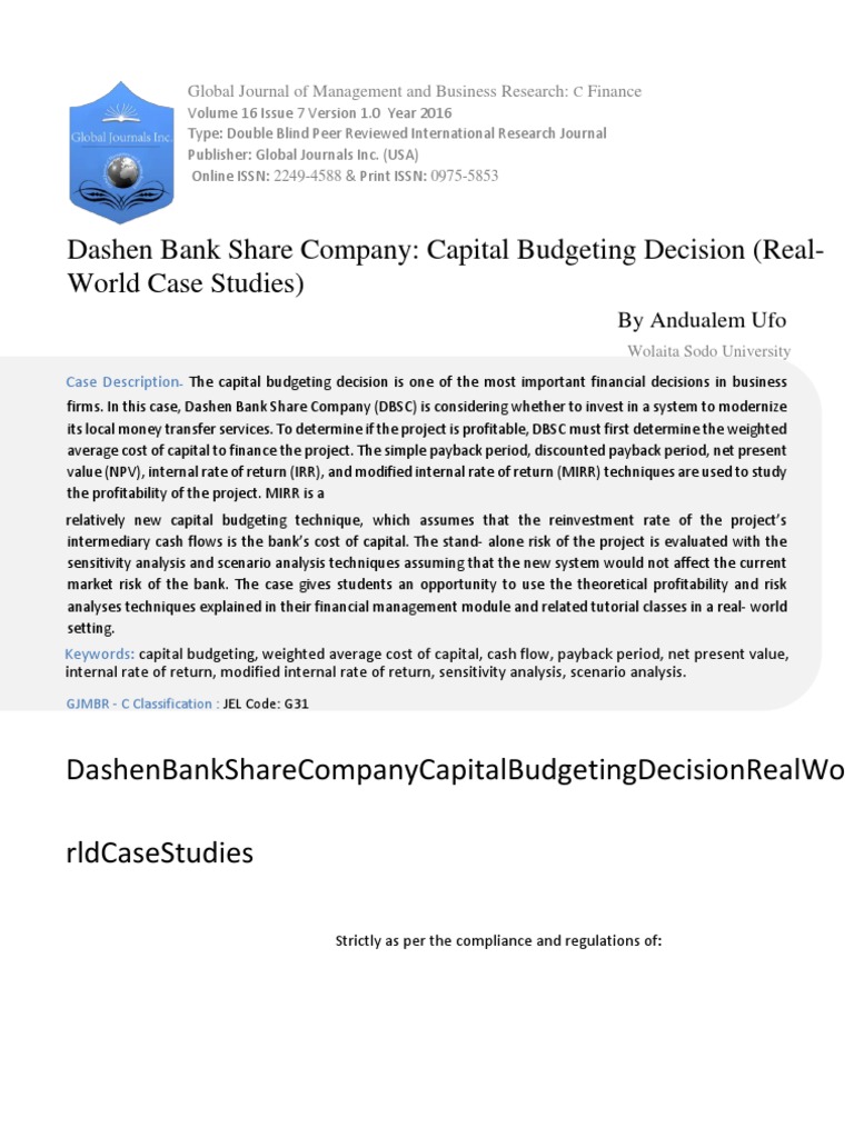 Capital budgeting case study dan and susan picture