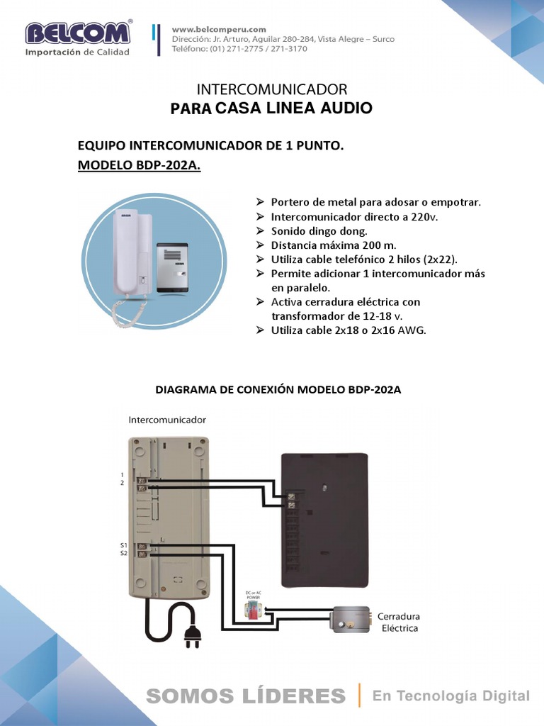 INTERCOMUNICADOR PARA CASA BELCOM PE-1929