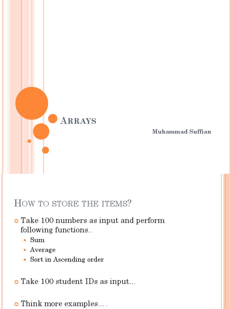 How To Store Items Using Arrays Pdf Array Data Structure