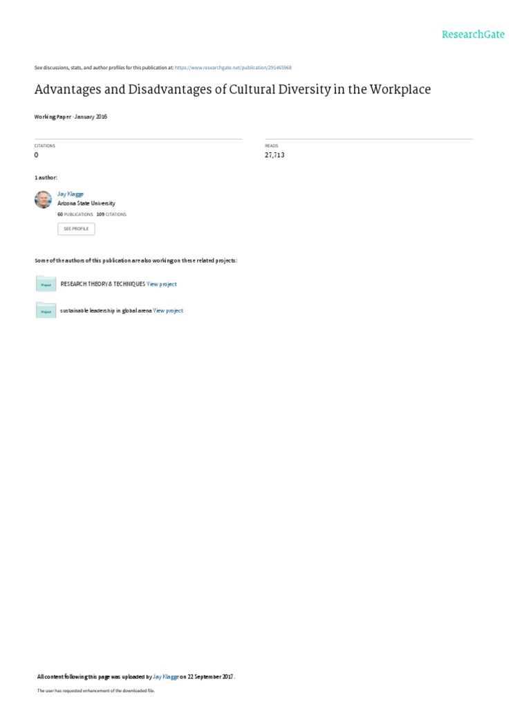 Advantages Disadvantages of Cultural Diversity in The Workplace | PDF ...