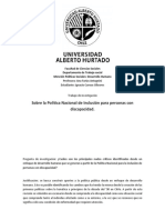 Sobre la Política Nacional de Inclusión para personas con discapacidad.