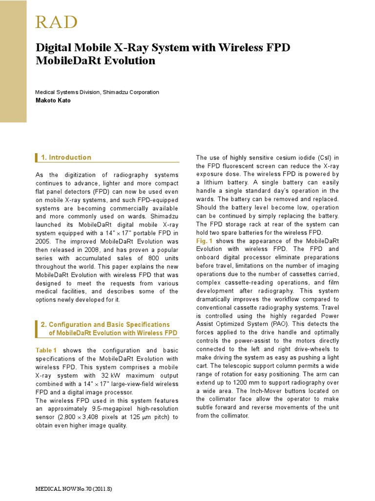 Digital Mobile X-Ray System With Wireless FPD Mobiledart Evolution ...