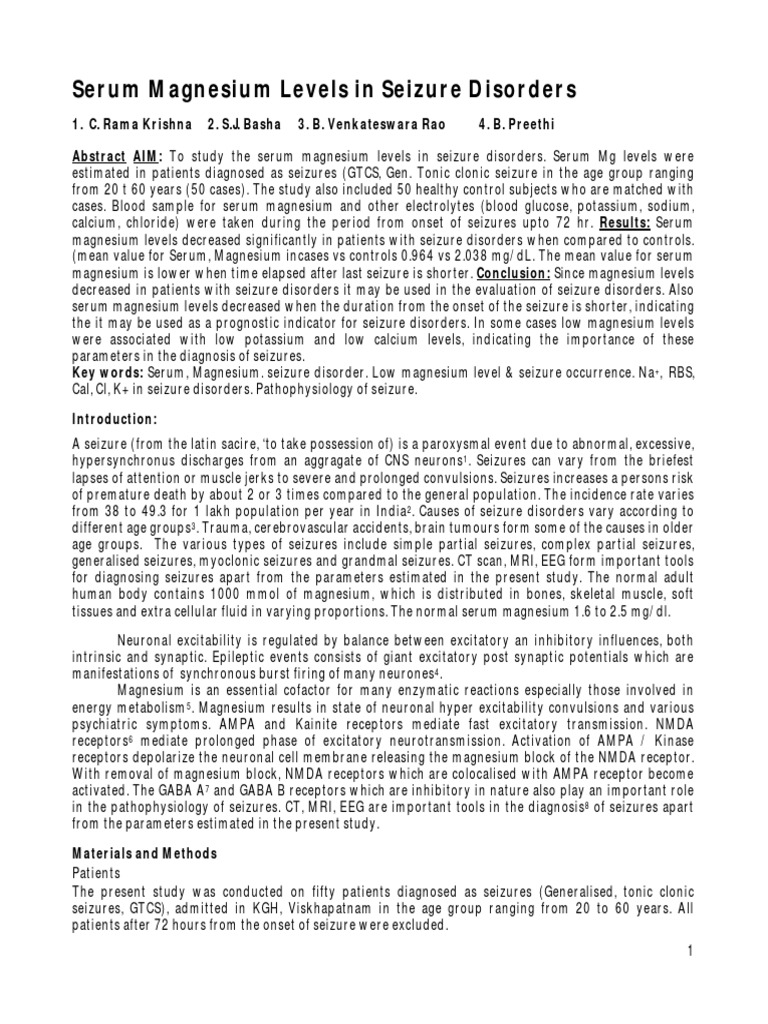 Magnesium PDF Epilepsy Magnesium