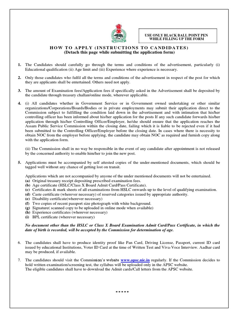 APSC Application Instructions Guide | PDF | Professional Certification ...