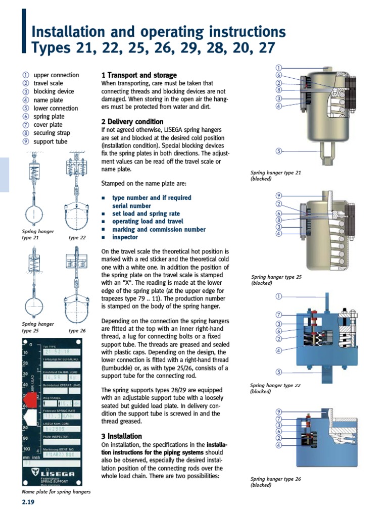 LISEGA Spring Support Installation Guide | PDF | Pipe (Fluid Conveyance ...