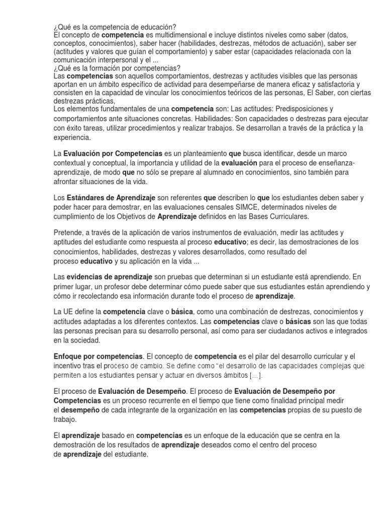 Qué Es La Competencia de Educación | PDF | Evaluación | Aprendizaje